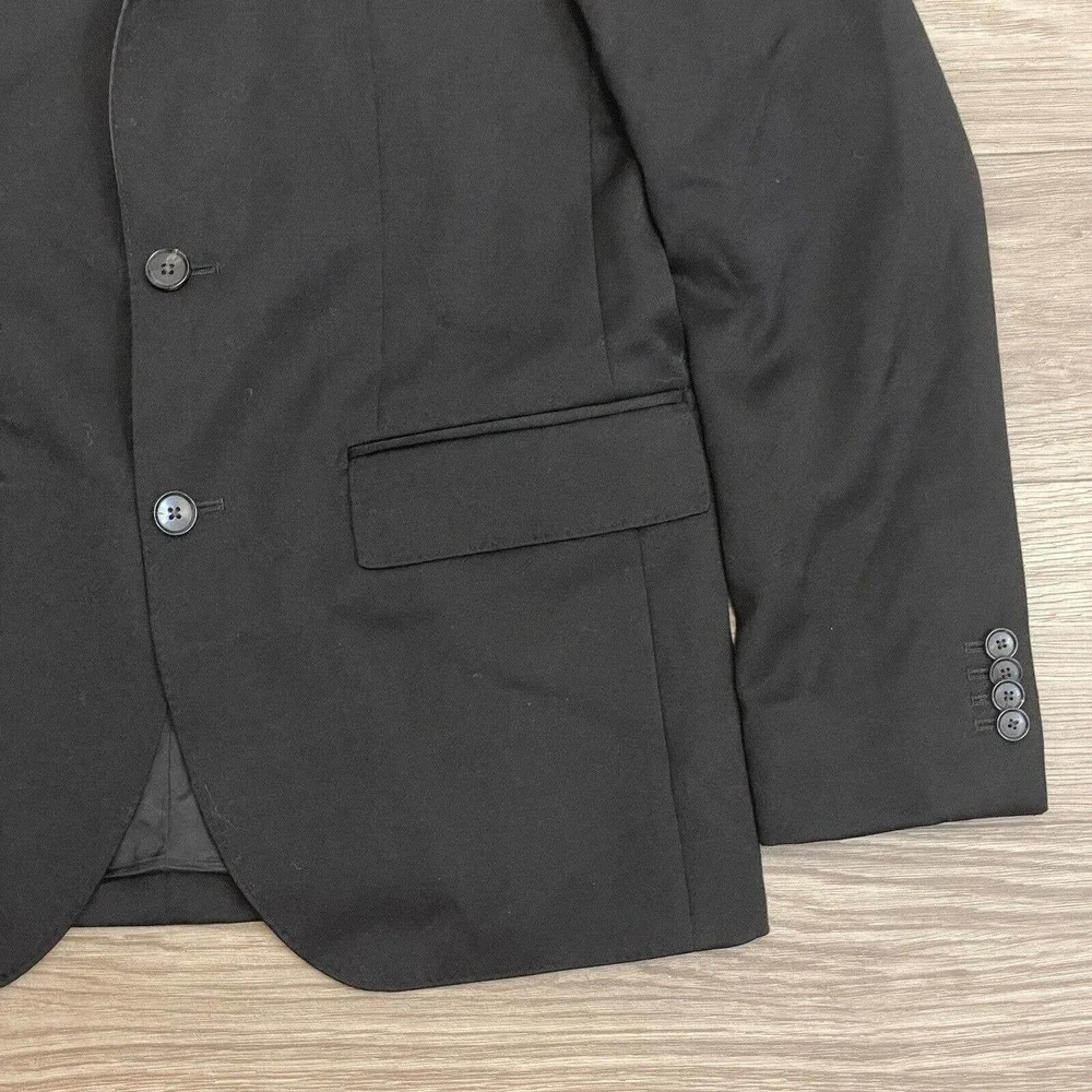Club Monaco Black Wool Notched Double Lapel 2 Button Blazer Jacket